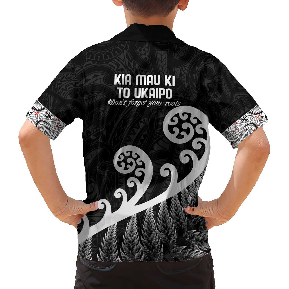 Kia Mau Ki To Ukaipo Family Matching Off The Shoulder Long Sleeve Dress and Hawaiian Shirt Te Reo Maori Koru Fern Art LT9 - Polynesian Pride