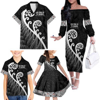 Kia Mau Ki To Ukaipo Family Matching Off The Shoulder Long Sleeve Dress and Hawaiian Shirt Te Reo Maori Koru Fern Art LT9 - Polynesian Pride