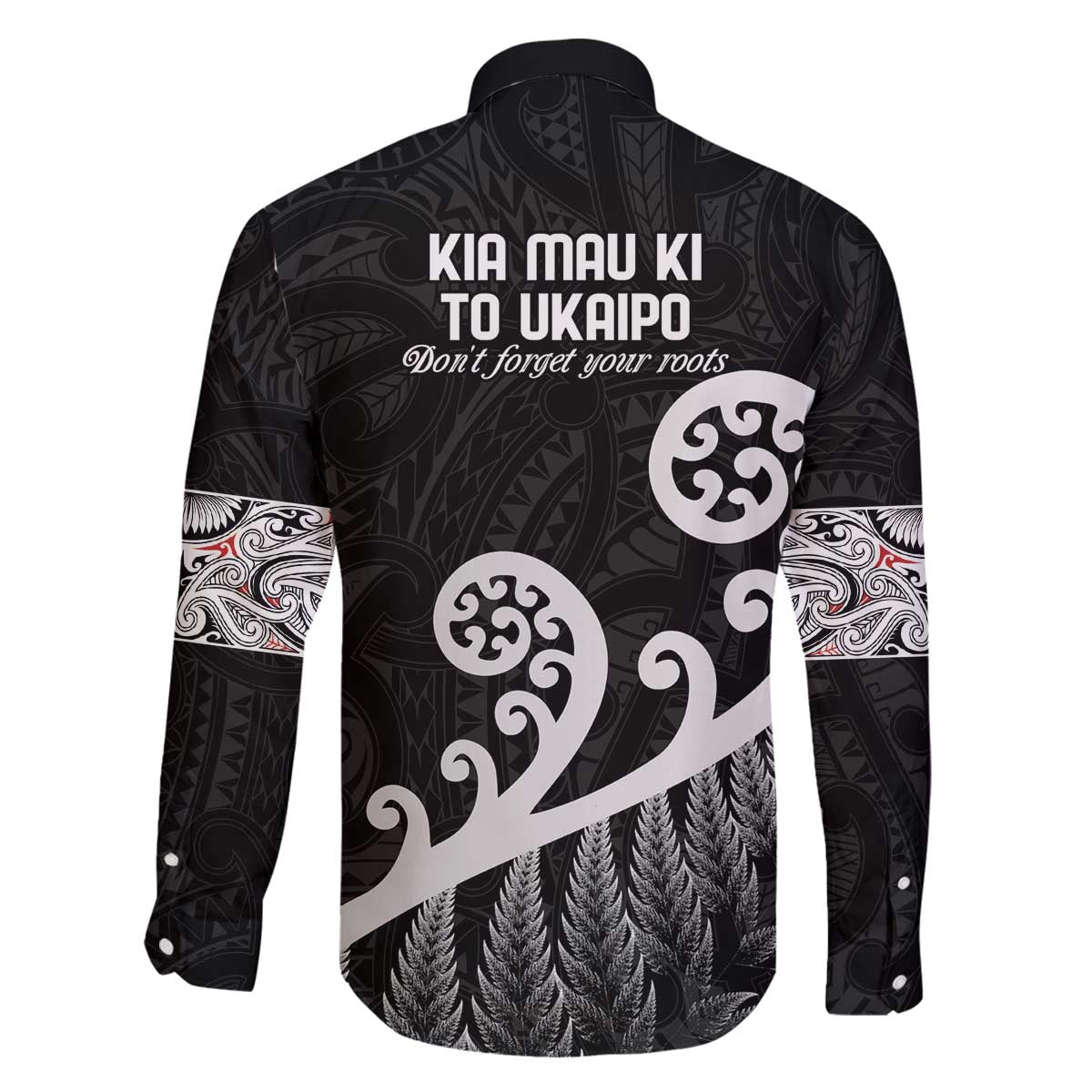 Kia Mau Ki To Ukaipo Family Matching Off The Shoulder Long Sleeve Dress and Hawaiian Shirt Te Reo Maori Koru Fern Art LT9 - Polynesian Pride