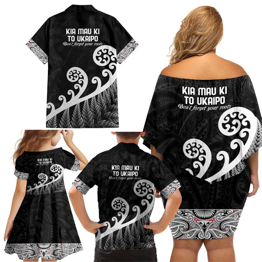 Kia Mau Ki To Ukaipo Family Matching Off Shoulder Short Dress and Hawaiian Shirt Te Reo Maori Koru Fern Art LT9 - Polynesian Pride