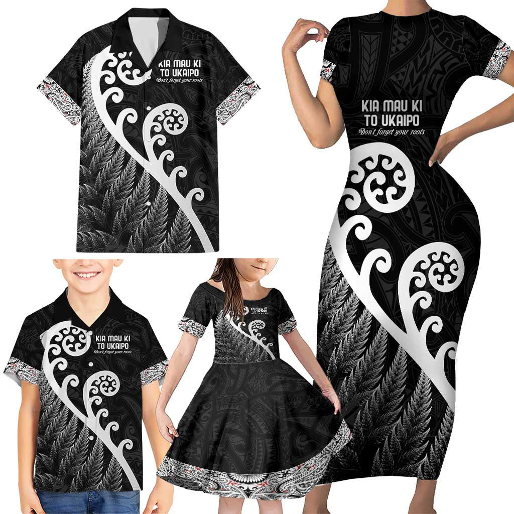 Kia Mau Ki To Ukaipo Family Matching Short Sleeve Bodycon Dress and Hawaiian Shirt Te Reo Maori Koru Fern Art LT9 - Polynesian Pride
