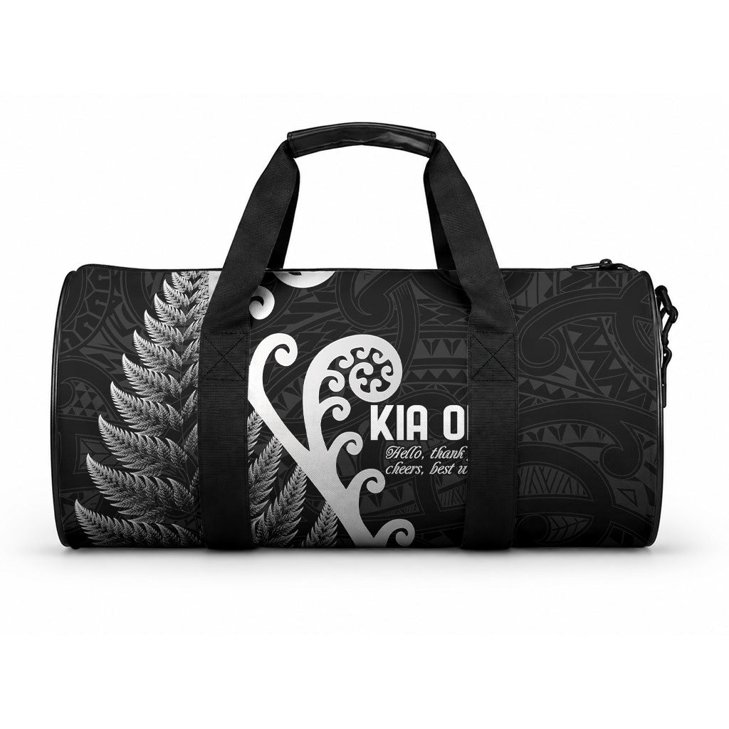 Kia Ora Maori Language Duffle Bag Te Reo Maori Koru Fern Art LT9 One size Black - Polynesian Pride