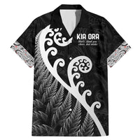Kia Ora Maori Language Family Matching Mermaid Dress and Hawaiian Shirt Te Reo Maori Koru Fern Art LT9 Dad's Shirt - Short Sleeve Black - Polynesian Pride