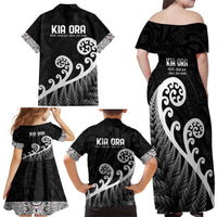 Kia Ora Maori Language Family Matching Off Shoulder Maxi Dress and Hawaiian Shirt Te Reo Maori Koru Fern Art LT9 - Polynesian Pride