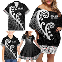 Kia Ora Maori Language Family Matching Off Shoulder Short Dress and Hawaiian Shirt Te Reo Maori Koru Fern Art LT9 - Polynesian Pride