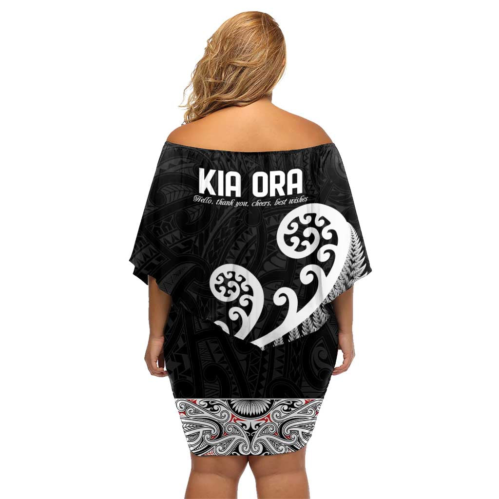 Kia Ora Maori Language Family Matching Off Shoulder Short Dress and Hawaiian Shirt Te Reo Maori Koru Fern Art LT9 - Polynesian Pride