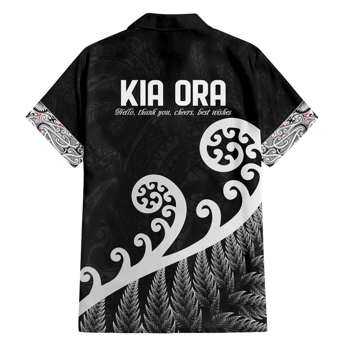 Kia Ora Maori Language Family Matching Puletasi and Hawaiian Shirt Te Reo Maori Koru Fern Art LT9 - Polynesian Pride
