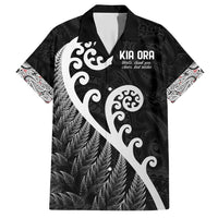 Kia Ora Maori Language Family Matching Short Sleeve Bodycon Dress and Hawaiian Shirt Te Reo Maori Koru Fern Art LT9 Dad's Shirt - Short Sleeve Black - Polynesian Pride