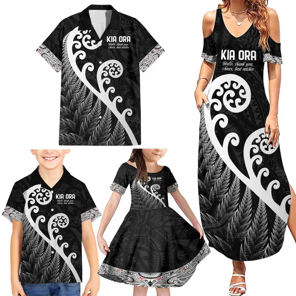 Kia Ora Maori Language Family Matching Summer Maxi Dress and Hawaiian Shirt Te Reo Maori Koru Fern Art LT9 - Polynesian Pride