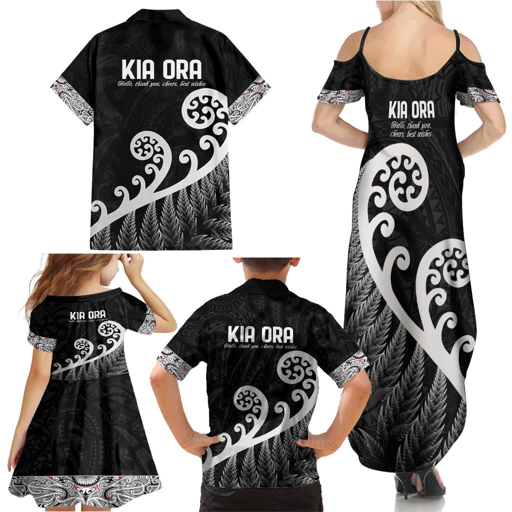 Kia Ora Maori Language Family Matching Summer Maxi Dress and Hawaiian Shirt Te Reo Maori Koru Fern Art LT9 - Polynesian Pride