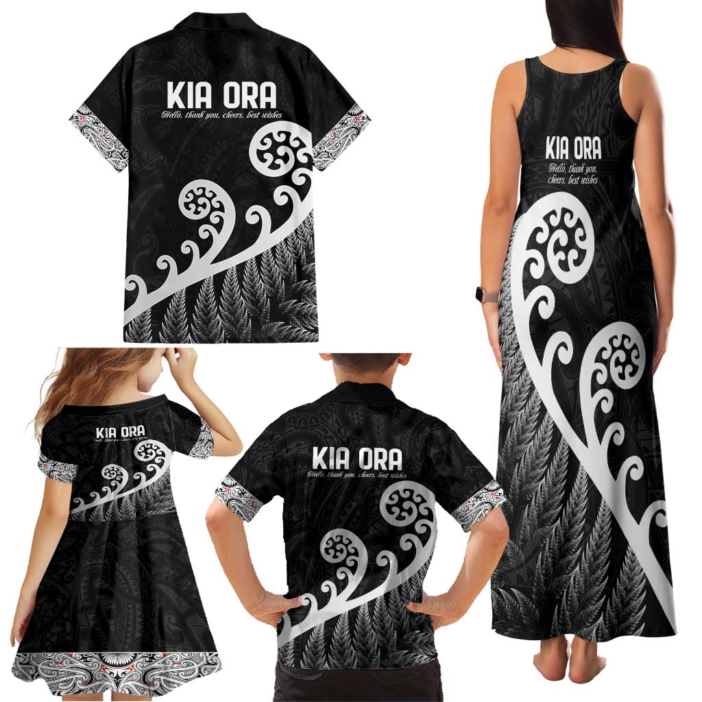 Kia Ora Maori Language Family Matching Tank Maxi Dress and Hawaiian Shirt Te Reo Maori Koru Fern Art LT9 - Polynesian Pride