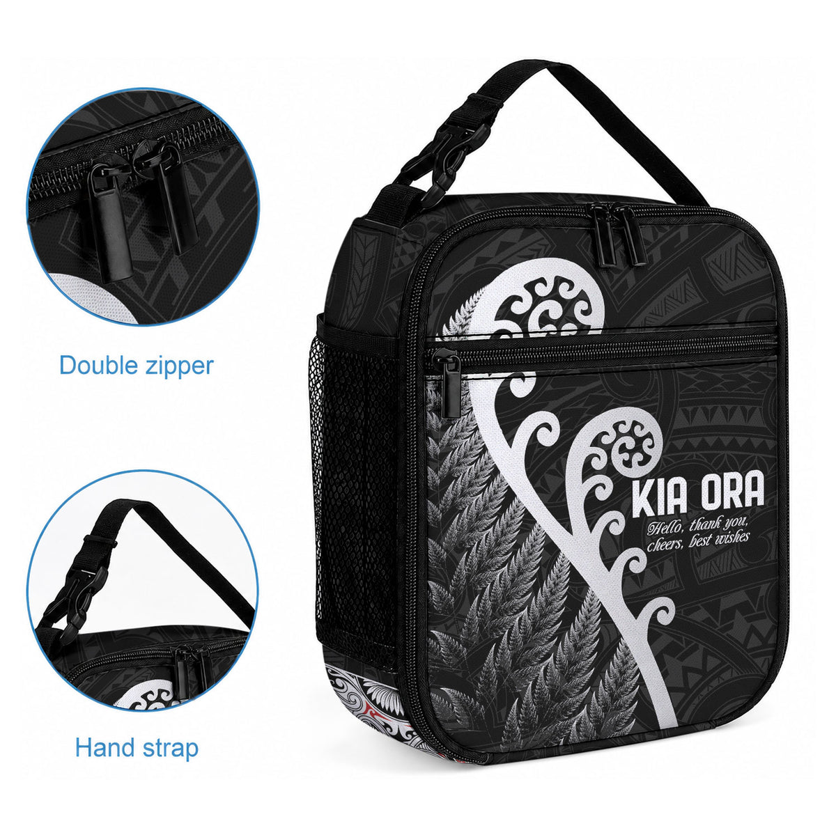 Kia Ora Maori Language Lunch Bag Te Reo Maori Koru Fern Art LT9 - Polynesian Pride