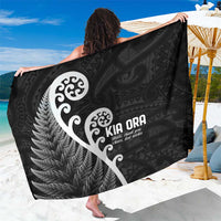 Kia Ora Maori Language Sarong Te Reo Maori Koru Fern Art LT9 One Size 44 x 66 inches Black - Polynesian Pride