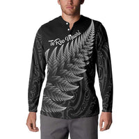 New Zealand Te Reo Māori Button Sweatshirt Simple Black Fern