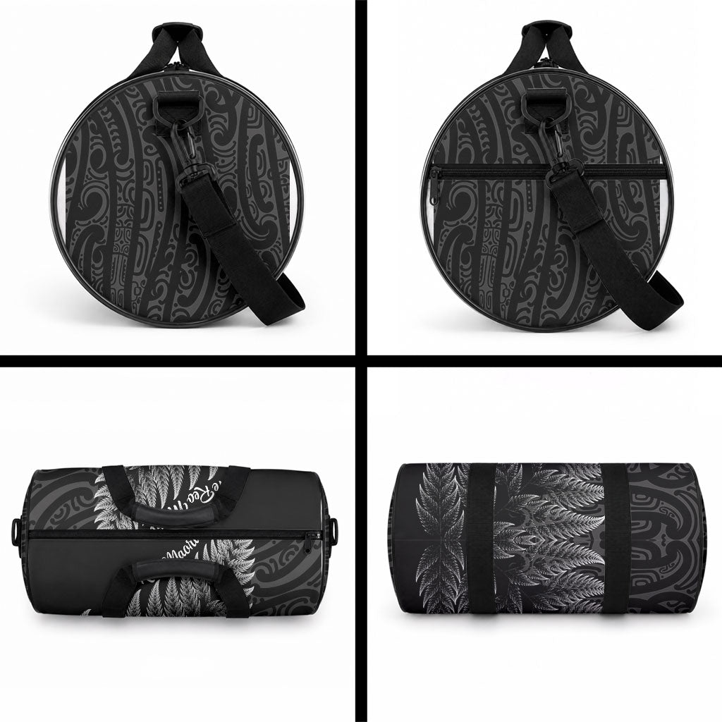 New Zealand Te Reo Māori Duffle Bag Simple Black Fern LT9 - Polynesian Pride