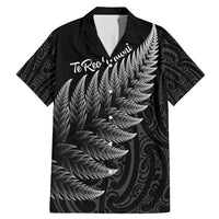 New Zealand Te Reo Mori Family Matching Mermaid Dress and Hawaiian Shirt Simple Black Fern LT9 Dad's Shirt - Short Sleeve Black - Polynesian Pride