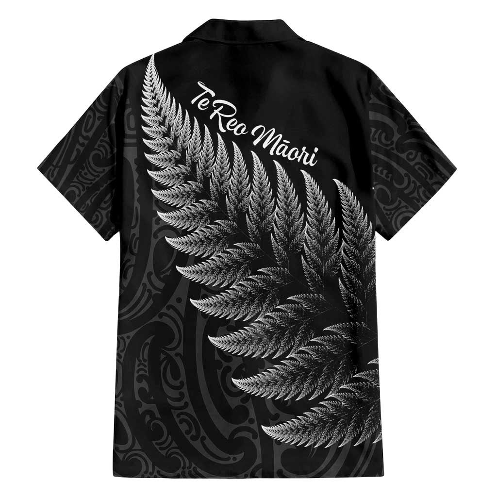 New Zealand Te Reo Mori Family Matching Off Shoulder Maxi Dress and Hawaiian Shirt Simple Black Fern LT9 - Polynesian Pride