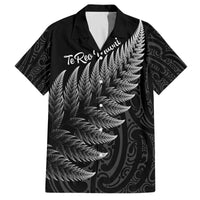 New Zealand Te Reo Mori Family Matching Puletasi and Hawaiian Shirt Simple Black Fern LT9 Dad's Shirt - Short Sleeve Black - Polynesian Pride
