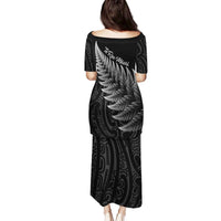 New Zealand Te Reo Mori Family Matching Puletasi and Hawaiian Shirt Simple Black Fern LT9 - Polynesian Pride