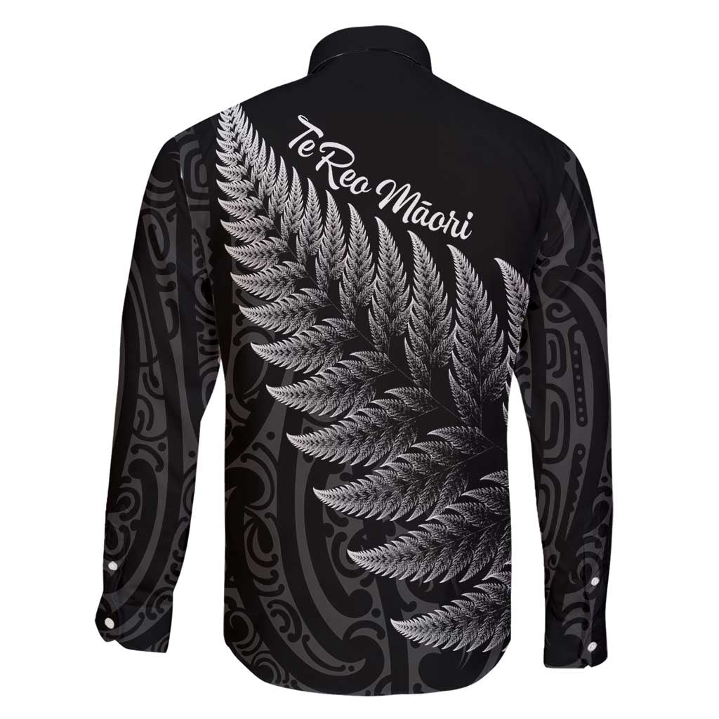 New Zealand Te Reo Mori Family Matching Short Sleeve Bodycon Dress and Hawaiian Shirt Simple Black Fern LT9 - Polynesian Pride