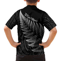 New Zealand Te Reo Mori Family Matching Summer Maxi Dress and Hawaiian Shirt Simple Black Fern LT9 - Polynesian Pride