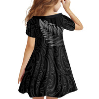 New Zealand Te Reo Mori Family Matching Summer Maxi Dress and Hawaiian Shirt Simple Black Fern LT9 - Polynesian Pride