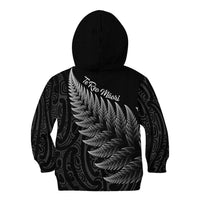 New Zealand Te Reo Māori Kid Hoodie Simple Black Fern