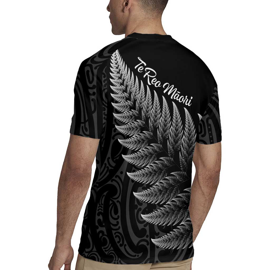 New Zealand Te Reo Mori Rugby Jersey Simple Black Fern LT9 - Polynesian Pride