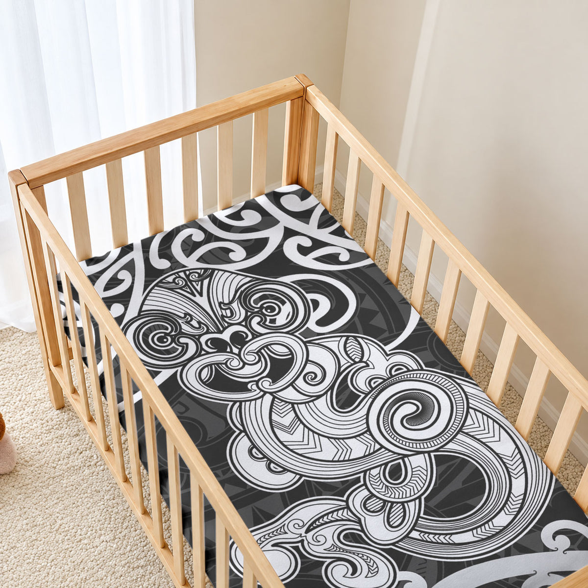 Te Reo Maori Tiki Inspired Art Baby Bed Cover LT9 - Polynesian Pride