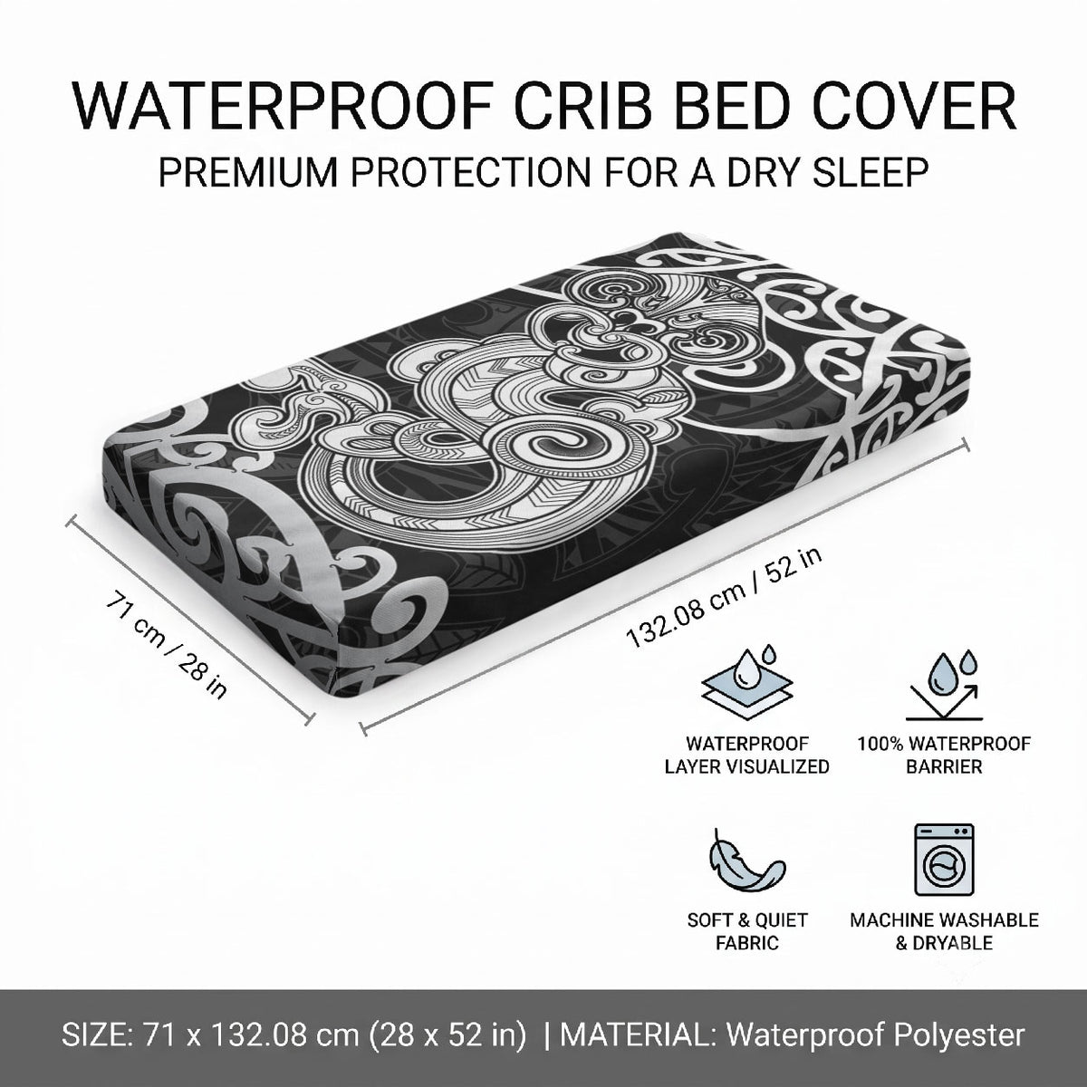 Te Reo Maori Tiki Inspired Art Baby Bed Cover LT9 - Polynesian Pride