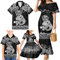Te Reo Maori Tiki Inspired Art Family Matching Mermaid Dress and Hawaiian Shirt LT9 - Polynesian Pride