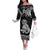 Te Reo Maori Tiki Inspired Art Family Matching Off The Shoulder Long Sleeve Dress and Hawaiian Shirt