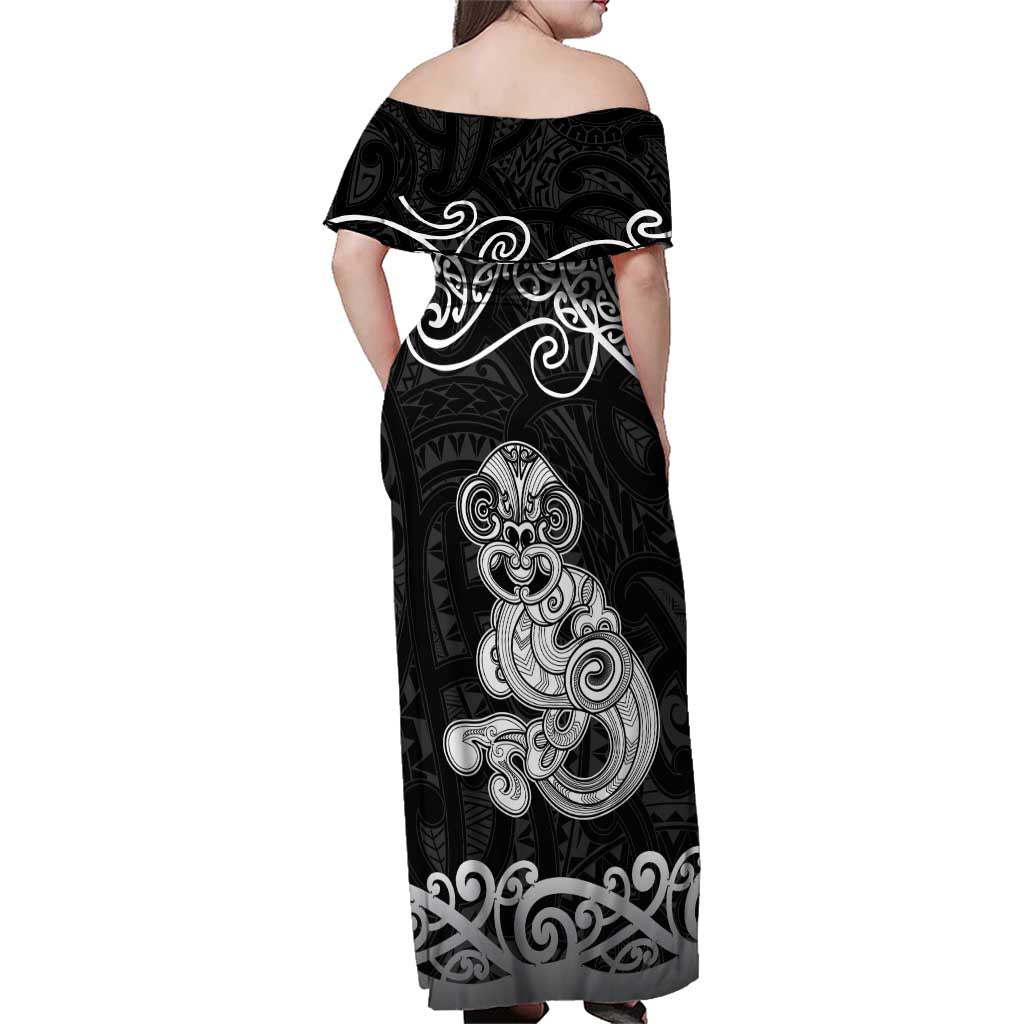 Te Reo Maori Tiki Inspired Art Family Matching Off Shoulder Maxi Dress and Hawaiian Shirt LT9 - Polynesian Pride