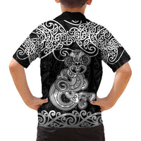 Te Reo Maori Tiki Inspired Art Family Matching Off Shoulder Short Dress and Hawaiian Shirt LT9 - Polynesian Pride