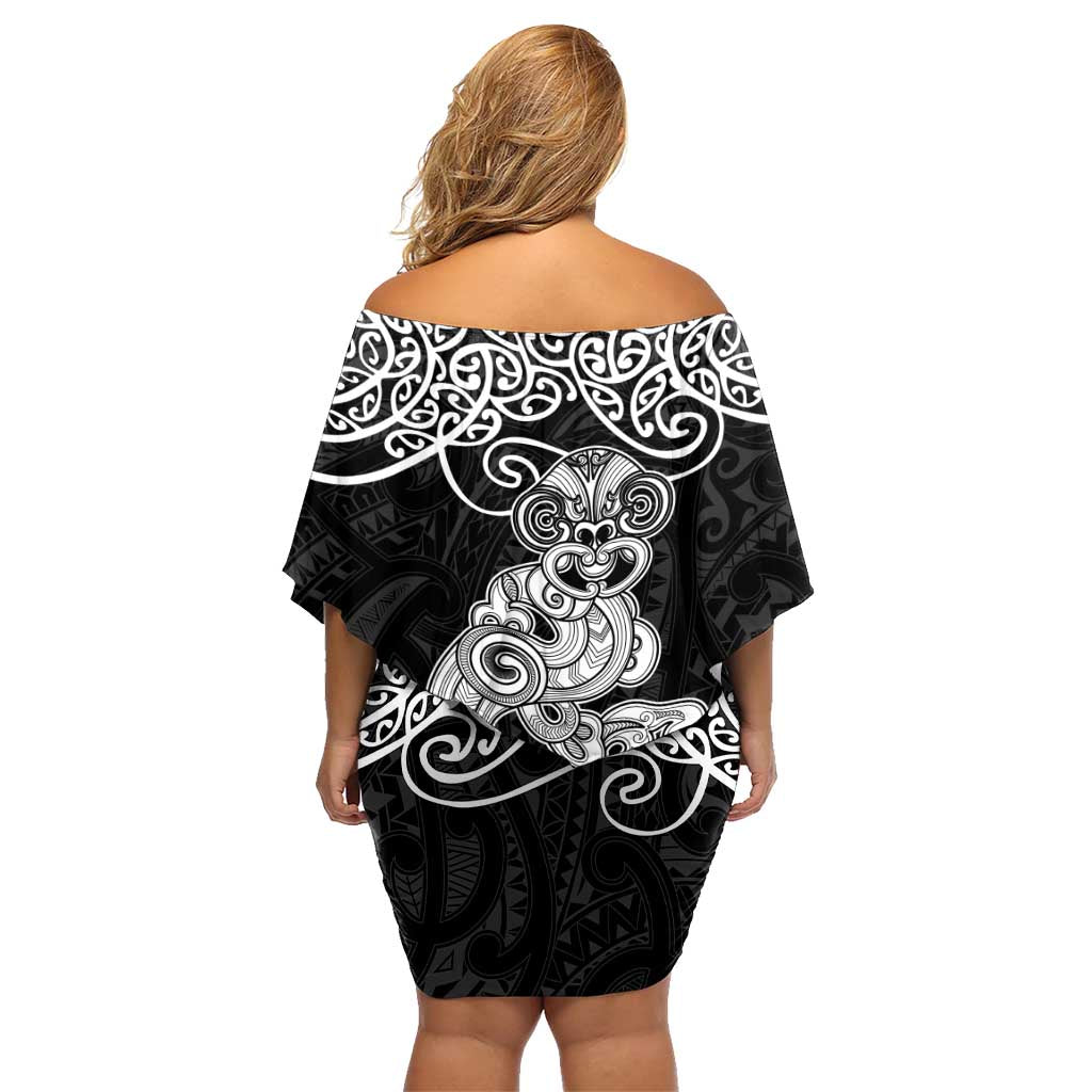 Te Reo Maori Tiki Inspired Art Family Matching Off Shoulder Short Dress and Hawaiian Shirt LT9 - Polynesian Pride