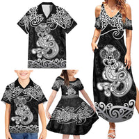Te Reo Maori Tiki Inspired Art Family Matching Summer Maxi Dress and Hawaiian Shirt LT9 - Polynesian Pride
