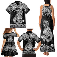 Te Reo Maori Tiki Inspired Art Family Matching Tank Maxi Dress and Hawaiian Shirt LT9 - Polynesian Pride