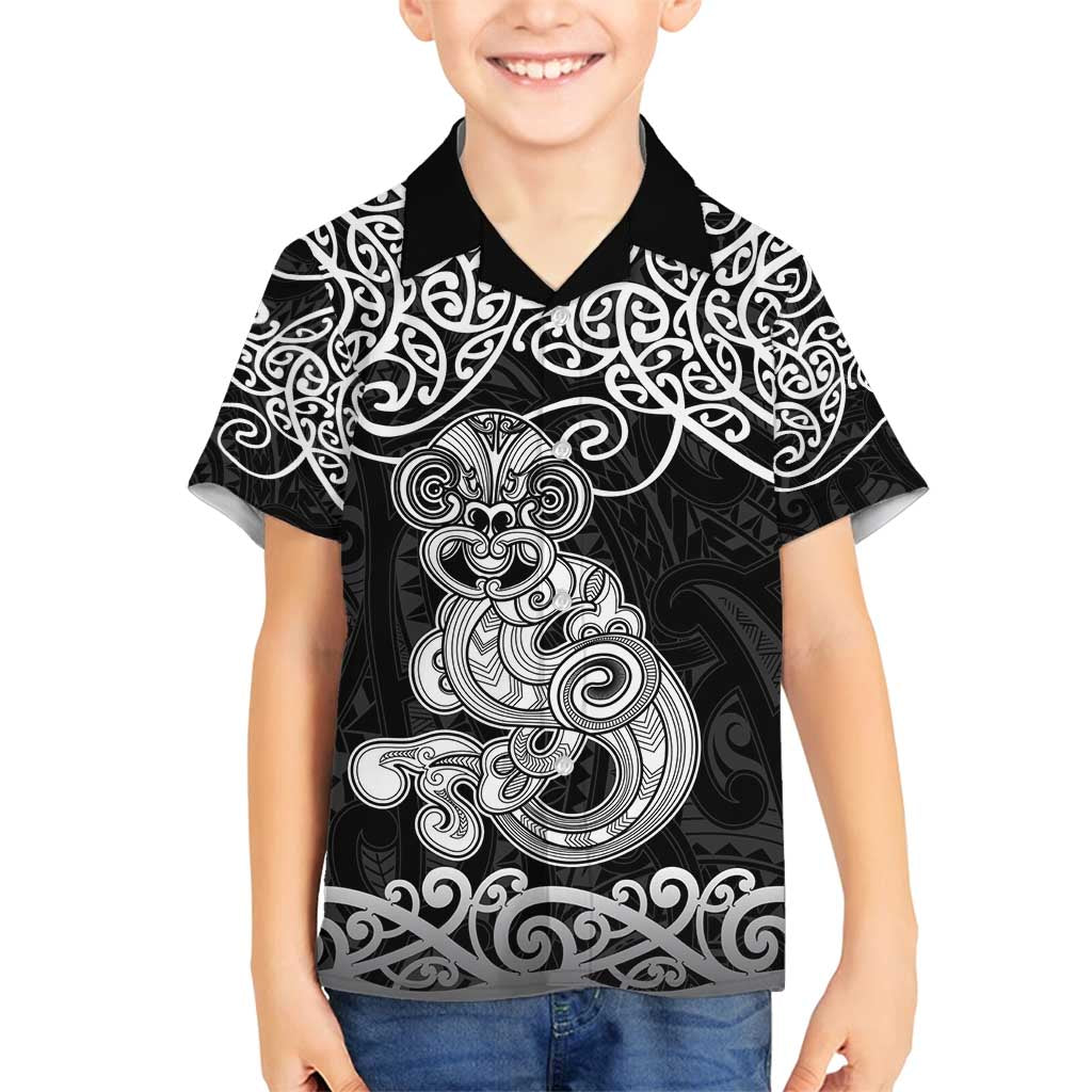 Te Reo Maori Tiki Inspired Art Family Matching Tank Maxi Dress and Hawaiian Shirt LT9 Son's Shirt Black - Polynesian Pride