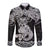 Te Reo Maori Tiki Inspired Art Long Sleeve Button Shirt