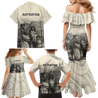 Whanau Maori Language Family Matching Mermaid Dress and Hawaiian Shirt Te Reo Maori Inspired Art LT9 - Polynesian Pride