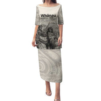 Whanau Maori Language Family Matching Puletasi and Hawaiian Shirt Te Reo Maori Inspired Art LT9 Mom's Dress Nude - Polynesian Pride
