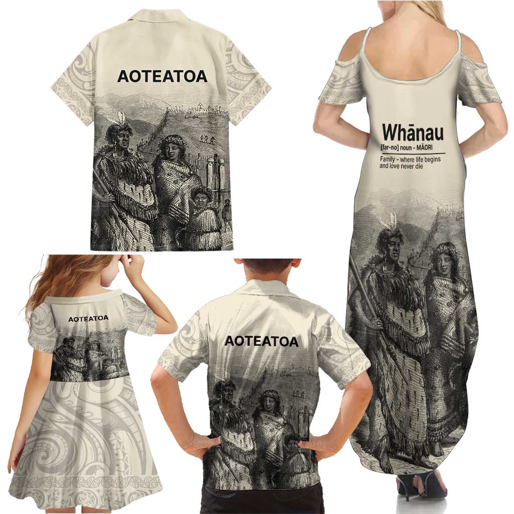 Whanau Maori Language Family Matching Summer Maxi Dress and Hawaiian Shirt Te Reo Maori Inspired Art LT9 - Polynesian Pride
