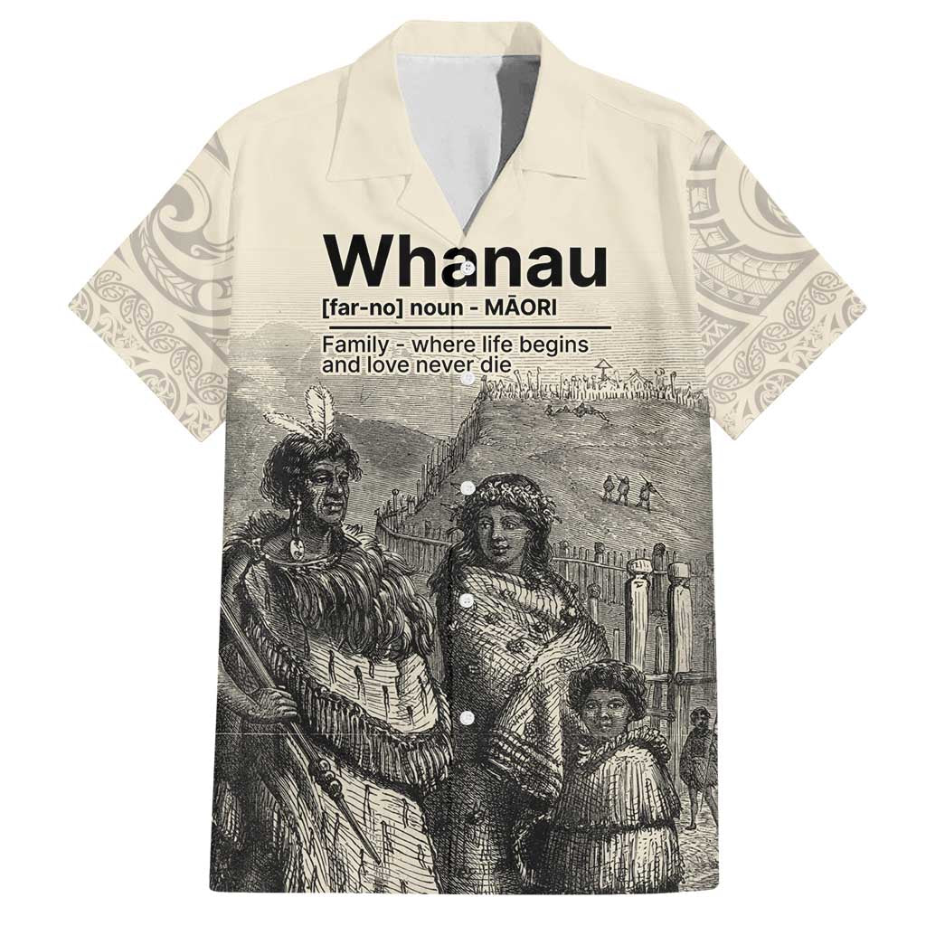 Whanau Maori Language Family Matching Summer Maxi Dress and Hawaiian Shirt Te Reo Maori Inspired Art LT9 Dad's Shirt - Short Sleeve Nude - Polynesian Pride