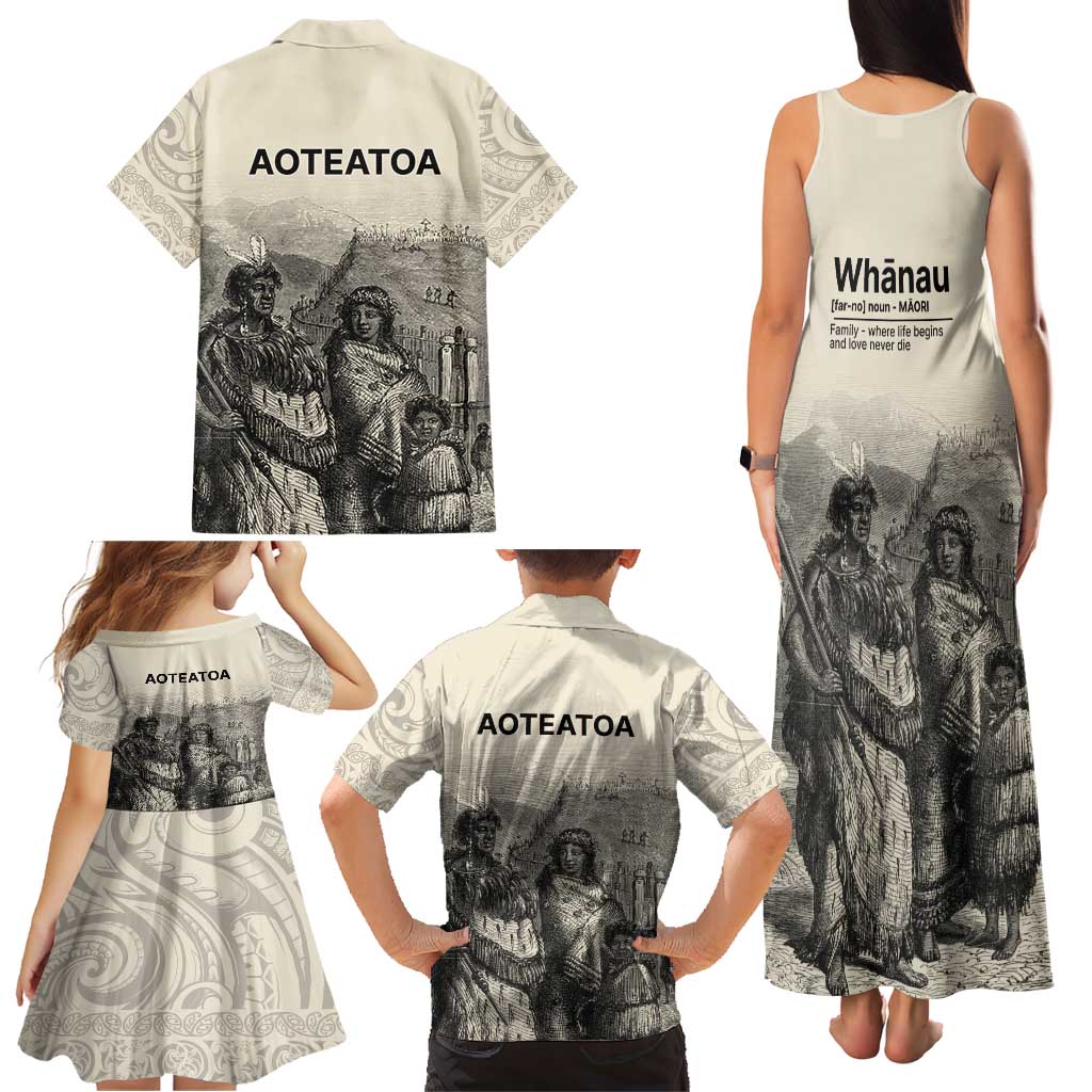 Whanau Maori Language Family Matching Tank Maxi Dress and Hawaiian Shirt Te Reo Maori Inspired Art LT9 - Polynesian Pride