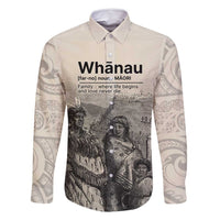 Whanau Maori Language Family Matching Tank Maxi Dress and Hawaiian Shirt Te Reo Maori Inspired Art LT9 Dad's Shirt - Long Sleeve Nude - Polynesian Pride