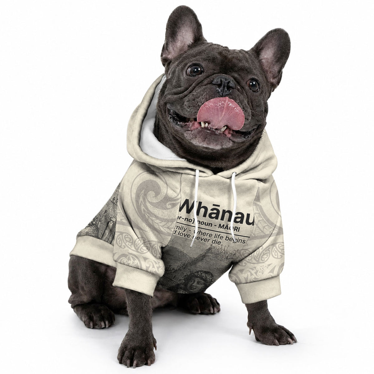 Whanau Maori Language Pet Hoodie Te Reo Maori Inspired Art LT9 - Polynesian Pride