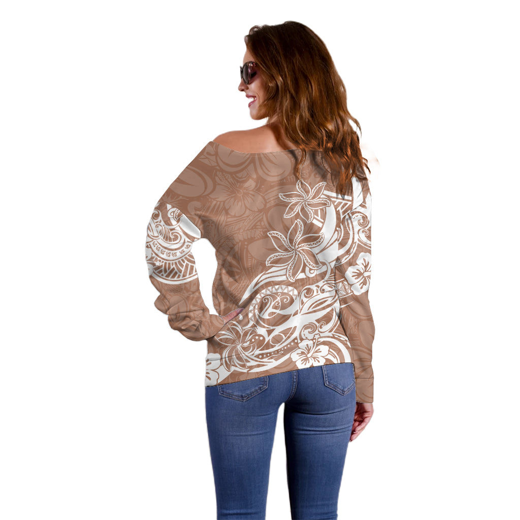Polynesian Sunset Plumeria Off Shoulder Sweater Pacific Island Tribal Nude Style LT9 - Polynesian Pride