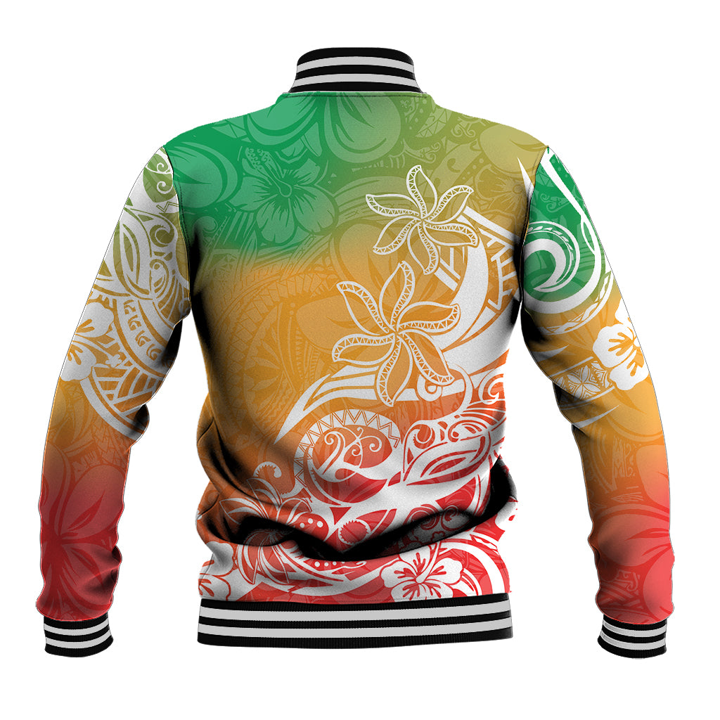 Polynesian Sunset Plumeria Baseball Jacket Pacific Island Tribal Reggae Style LT9 - Polynesian Pride