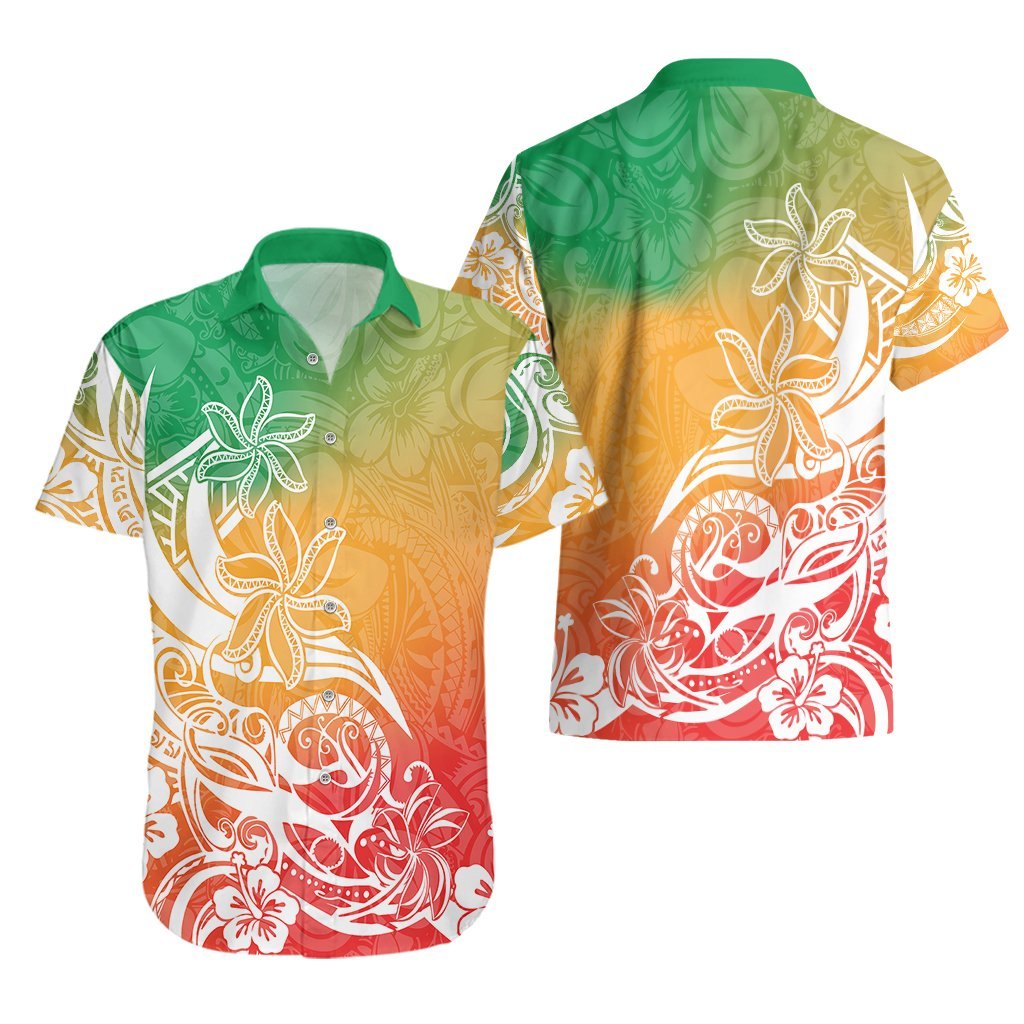 Polynesian Sunset Plumeria Hawaiian Shirt Pacific Island Tribal Reggae Style LT9 - Polynesian Pride