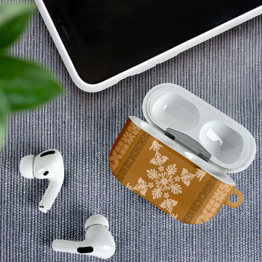 Hawaiian Quilt Block Design AirPods Case Gold Hawaii Culture Motifs - Polynesian Pride